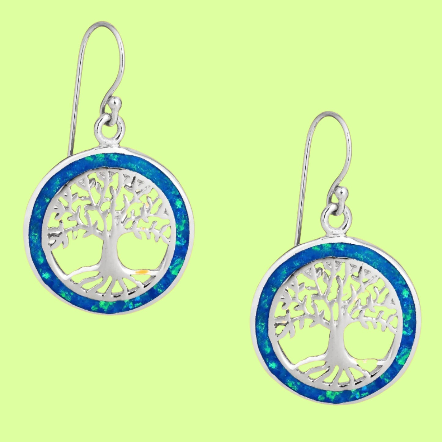 Earrings - Blue Opal Tree of Life