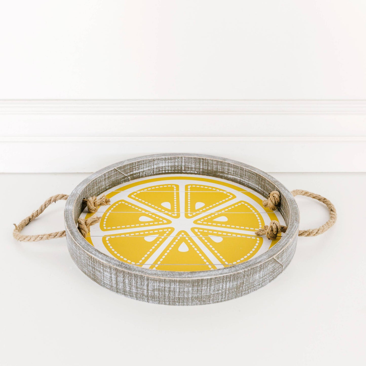 Tray - Round wood lemon 12"