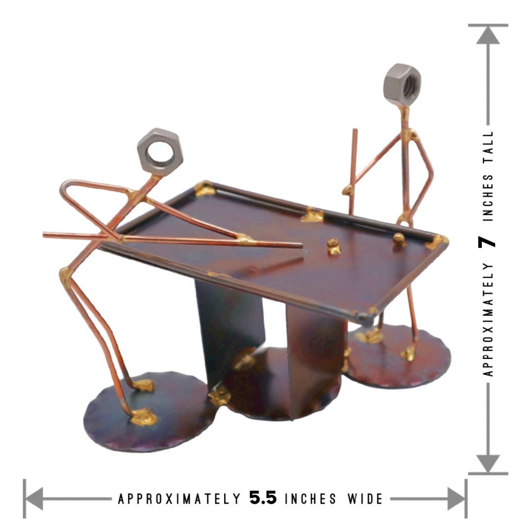 Metal Figurine - Pool Table w/2 Players