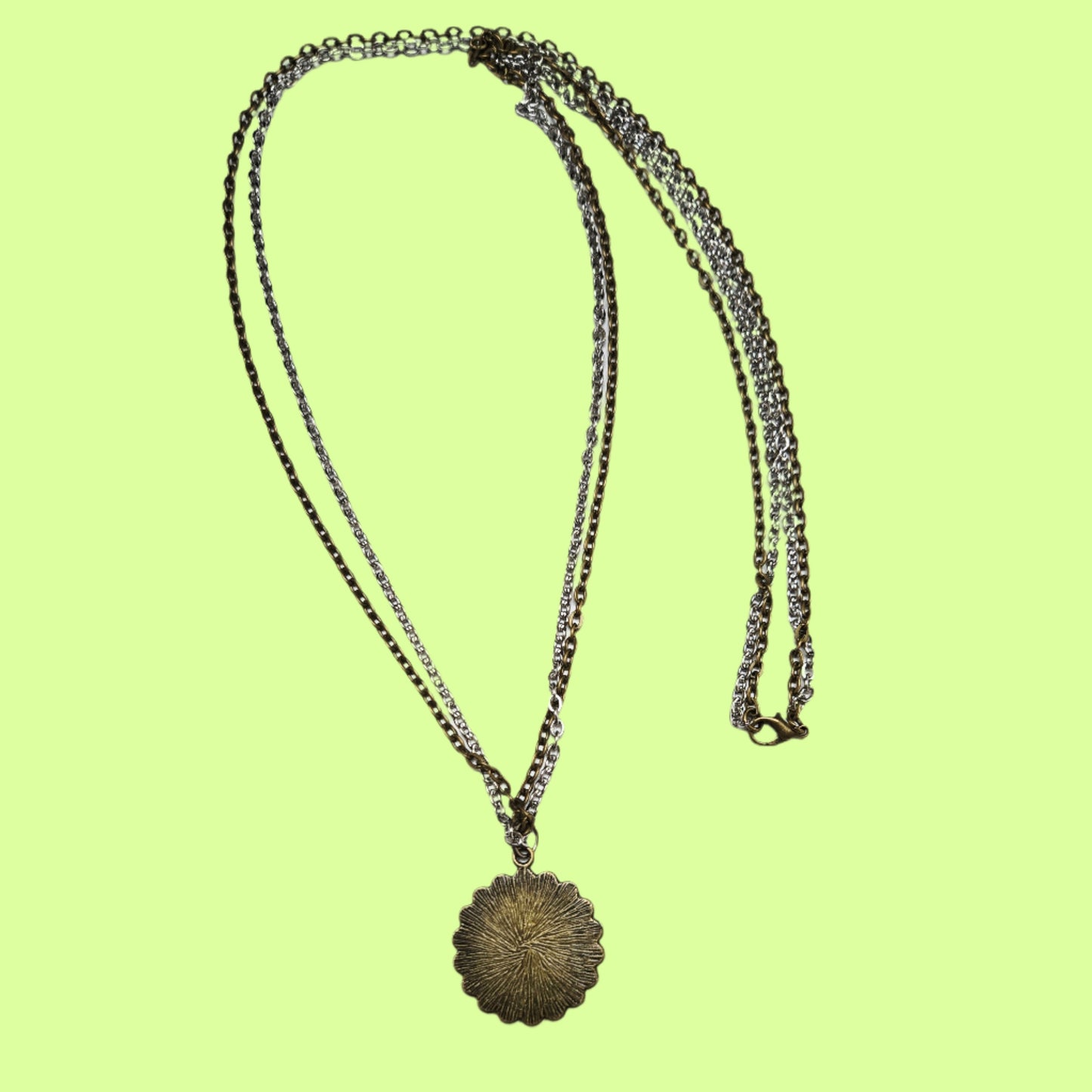 Necklace - Upcylced LV rnd antique/steel