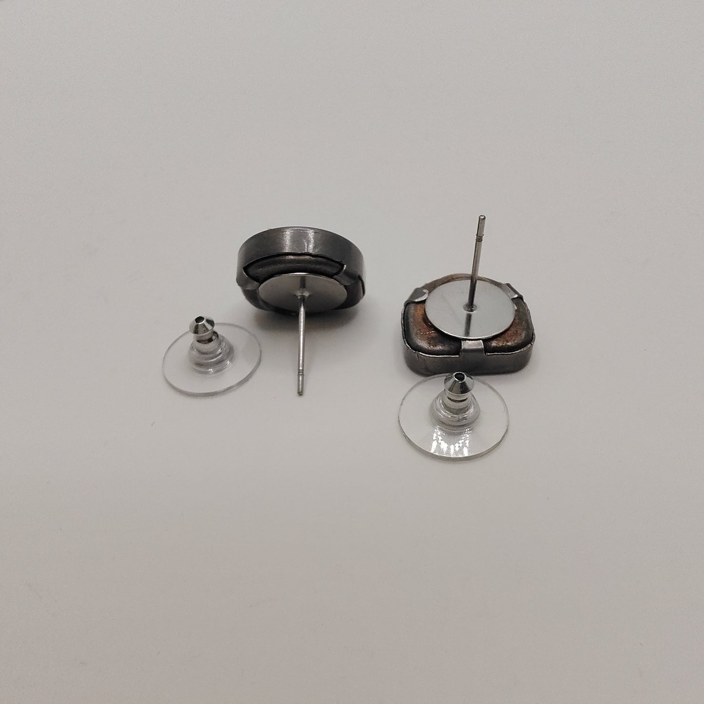 Earrings - Flat Base Typewriter Key Post QT Bg on Bk