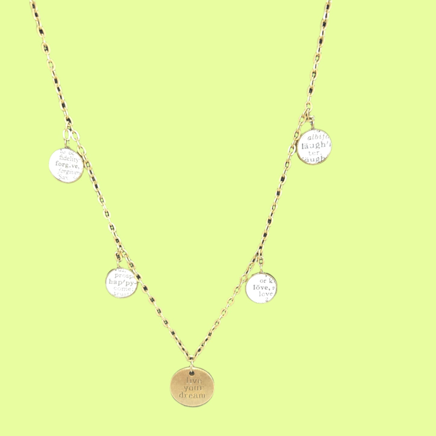 Necklace - happy, forgive, love, laugh, live your dream