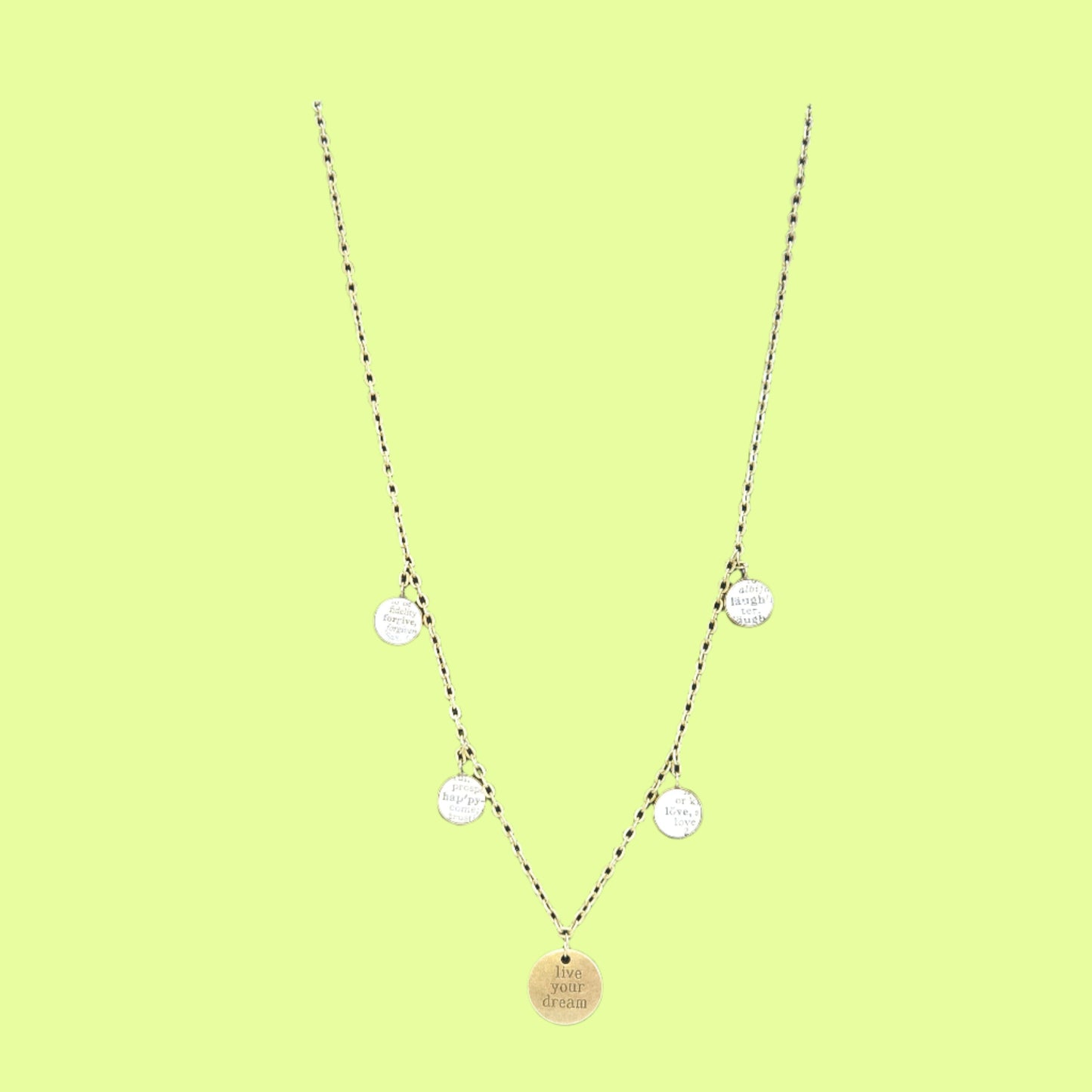 Necklace - happy, forgive, love, laugh, live your dream