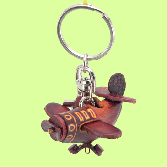 Keychain - leather airplane