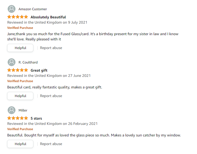 Greeting Card - fused glass light catcher gift various