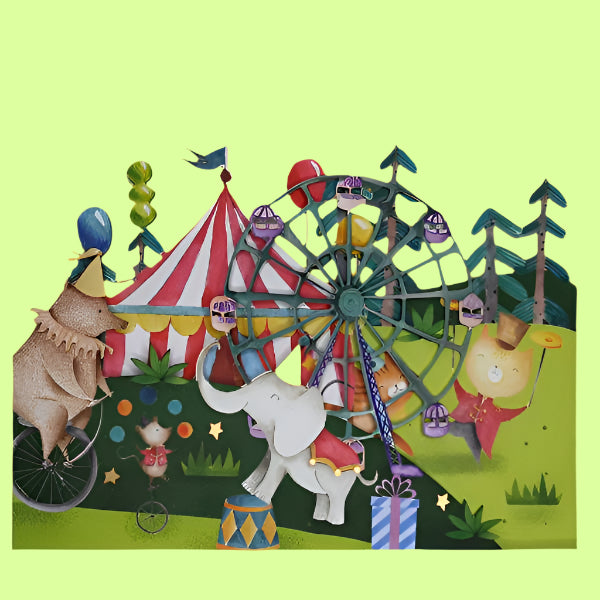 Greeting Card - Kids paper cut card Circus
