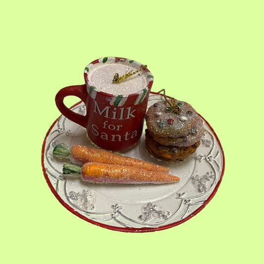 Ornament - Santa & reindeer snack