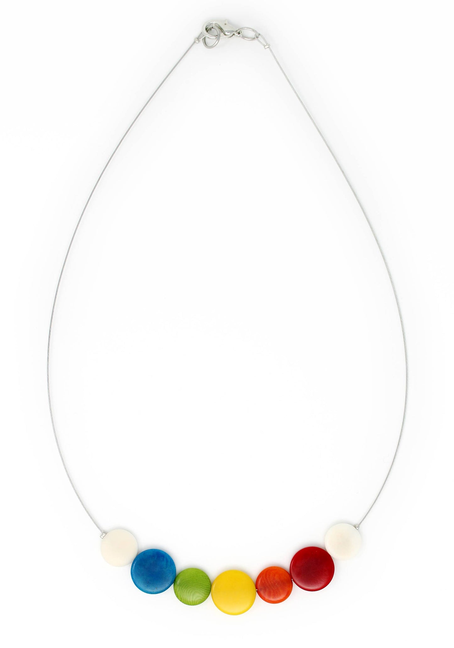 Necklace - Dots Tagua bl/gn/yw/or/rd