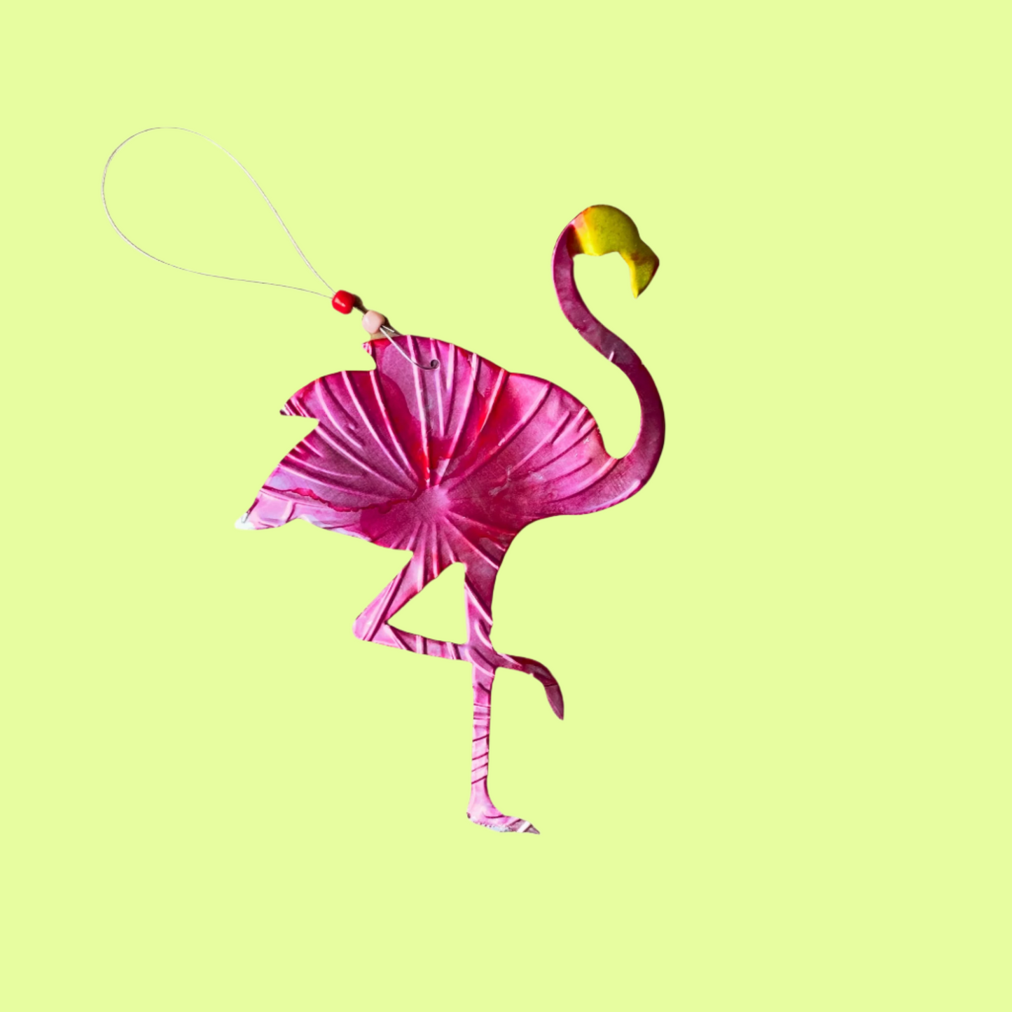 Ornament - Recycled Can Flamingo