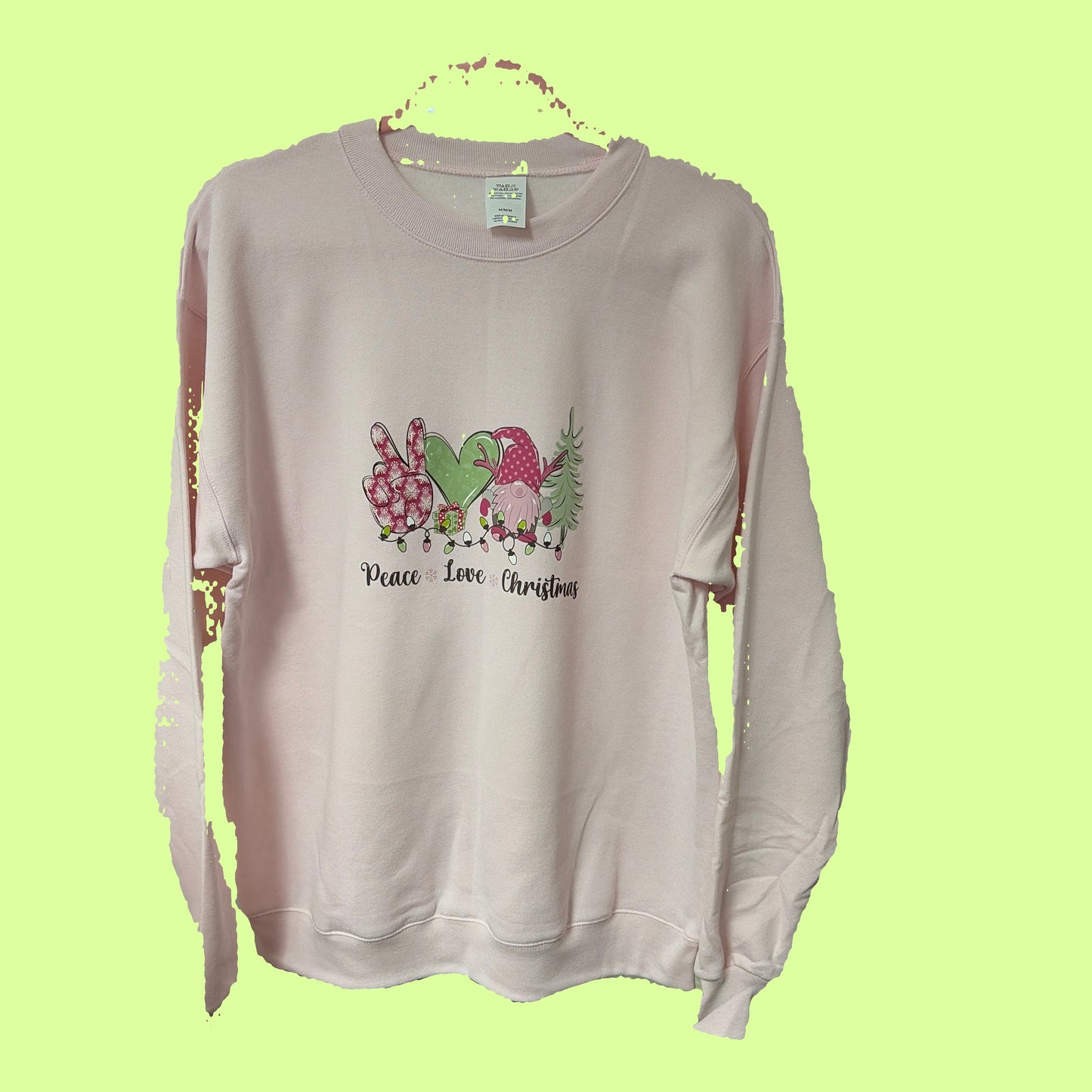 Sweatshirt - local artisan - Pink peace love c'mas - pink - Med
