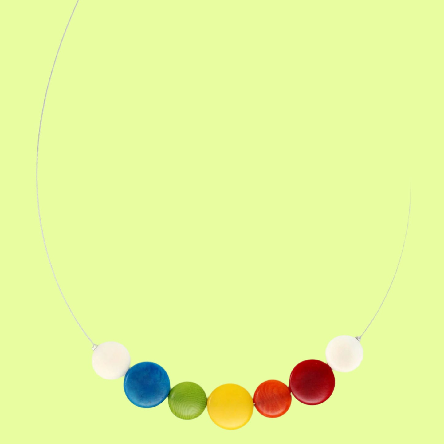 Necklace - Dots Tagua bl/gn/yw/or/rd