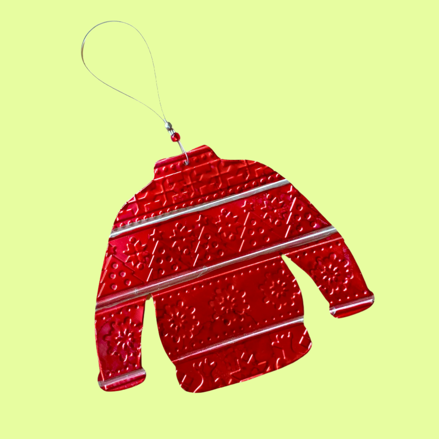 Ornament - Recycled Holiday Sweater Red