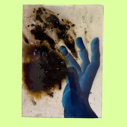 Art - By Erin of Bright Light  sparkler resin coated blue hand