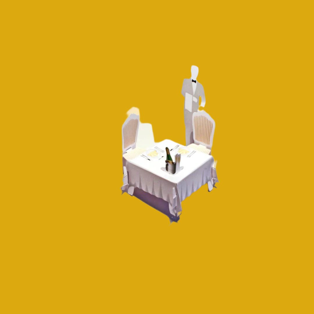 Greeting Card - Waiter by Table