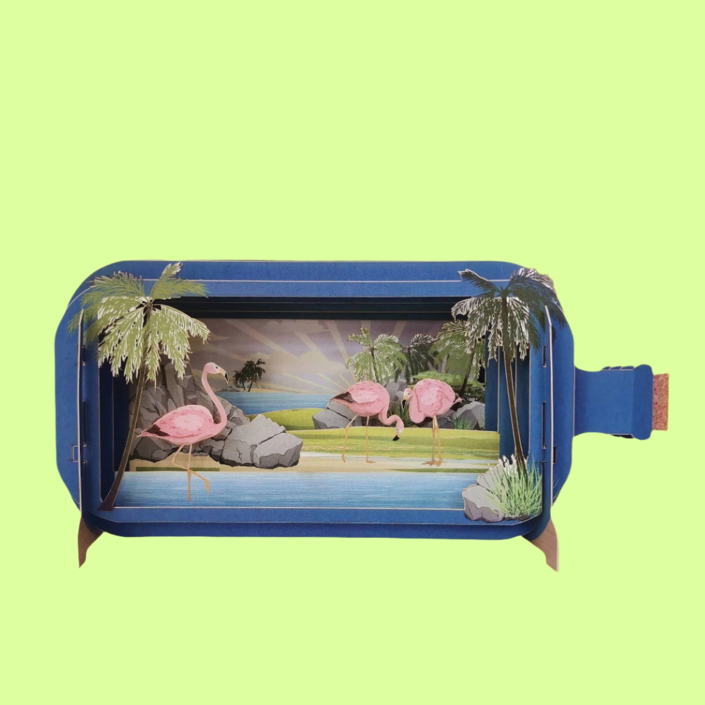 Greeting Card - Message in a Bottle Flamingos
