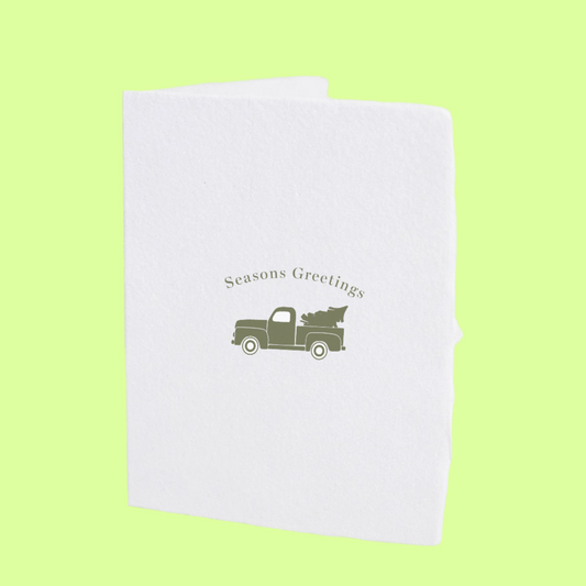 Greeting Card - Green Truck w Tree