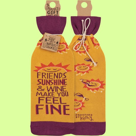 Bottle Sock - Friends Sunshine & Wine Make you Feel Fine