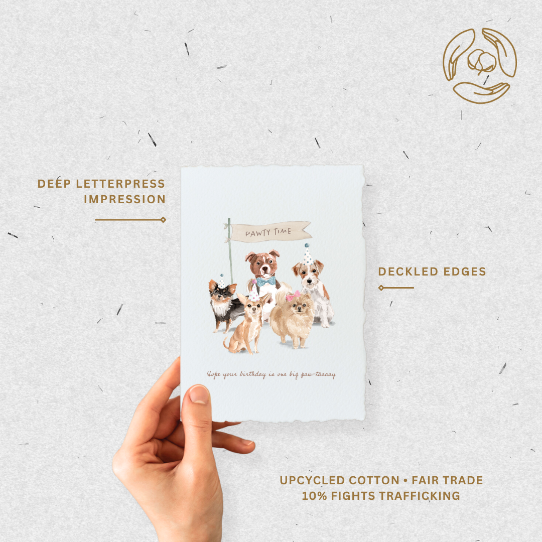 Greeting Card - Single Leaf - Birthday Paw-tay Dogs