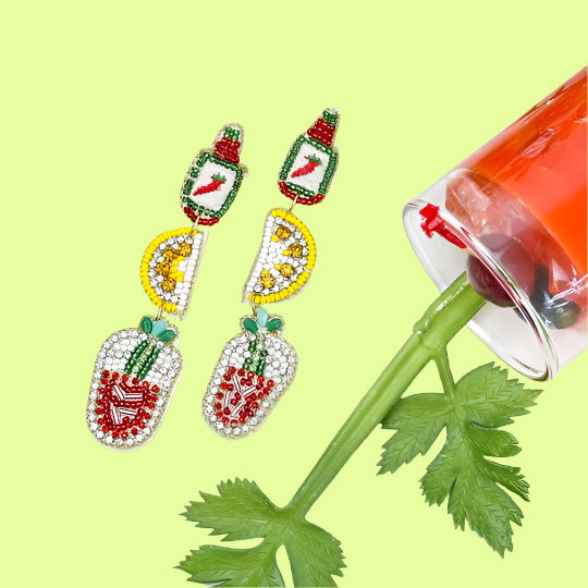 Earrings - Bloody Mary Beaded Dangle posts