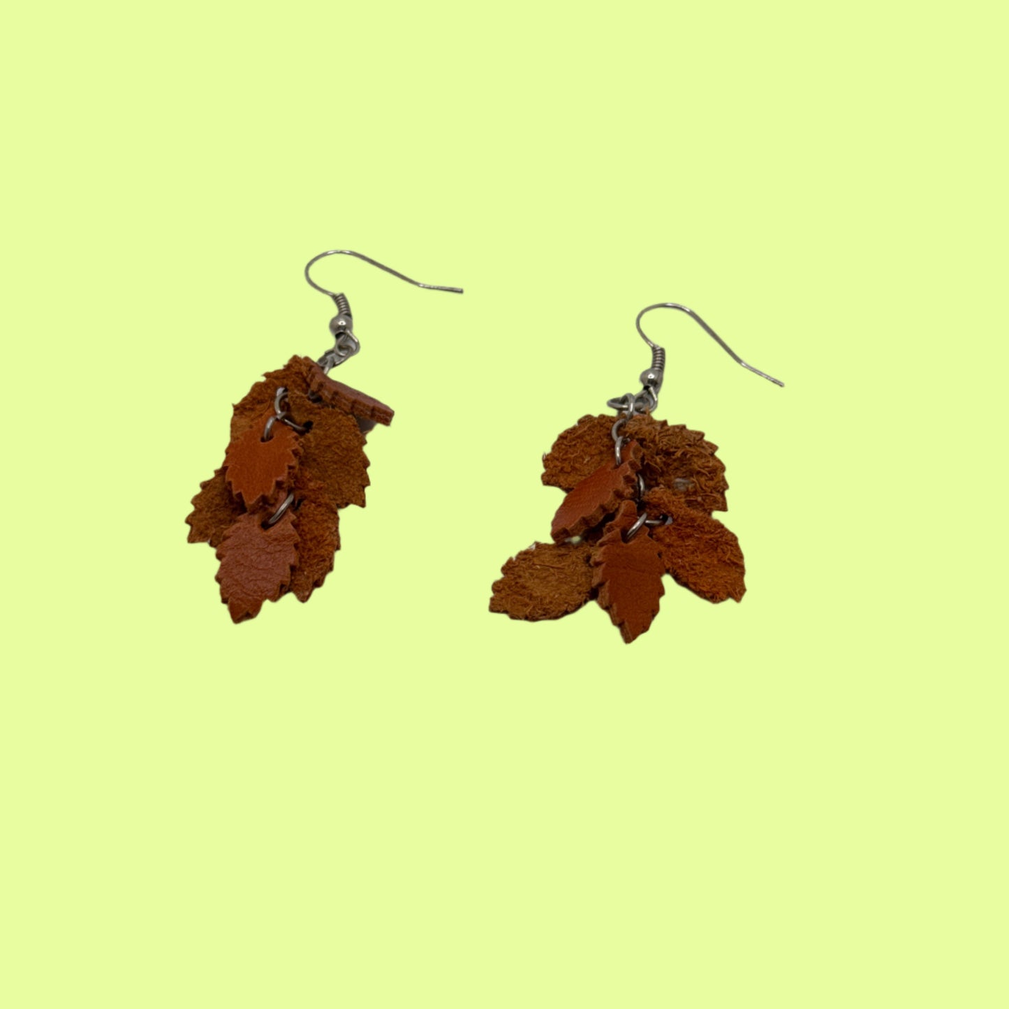 Earrings - Leather leaves Tan