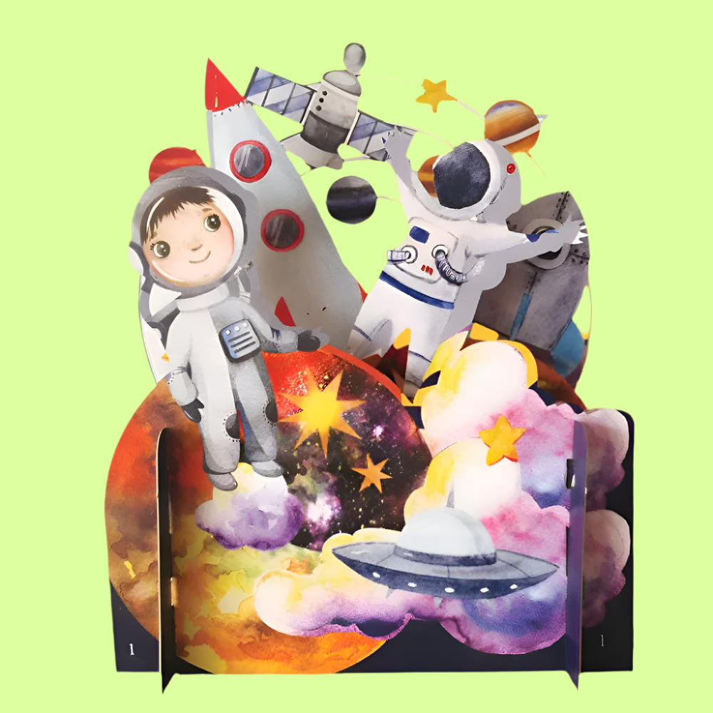 Greeting Card -Kids Pop Up - Space with Rocket