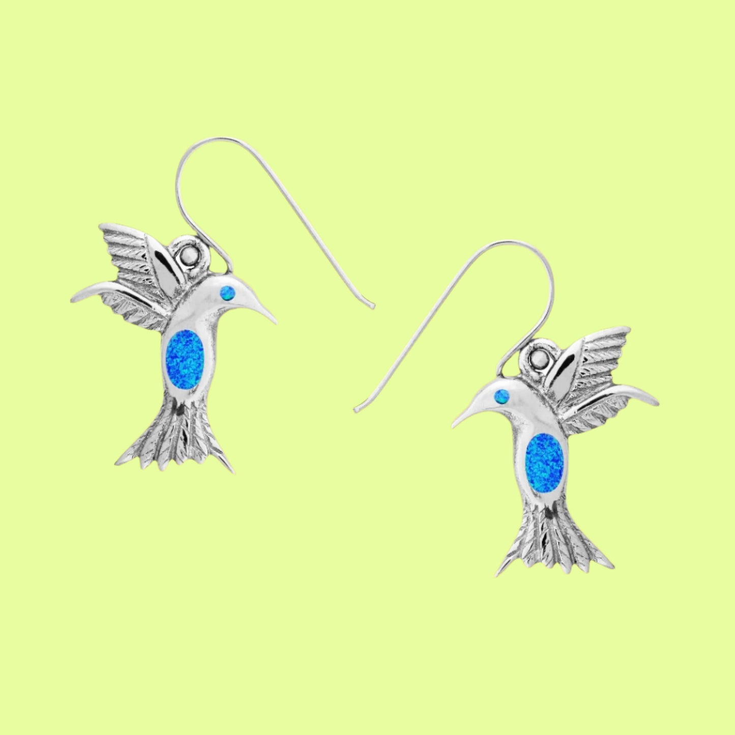 Earrings - Blue Opal Hummingbird Hook