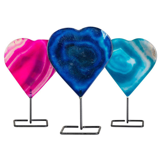AGATE HEART ON STAND: TEAL
