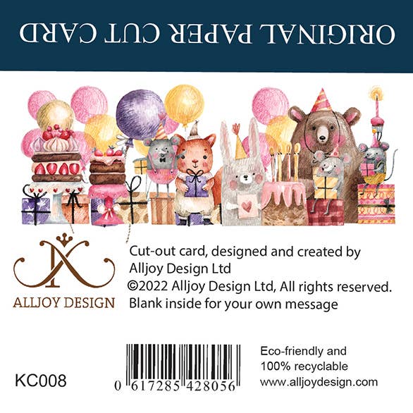 Greeting Card - Kids paper cut card Animal Party