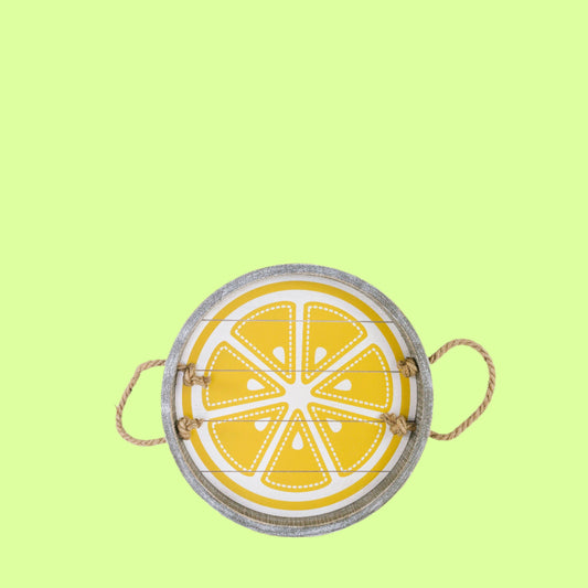 Tray - Round wood lemon 12"