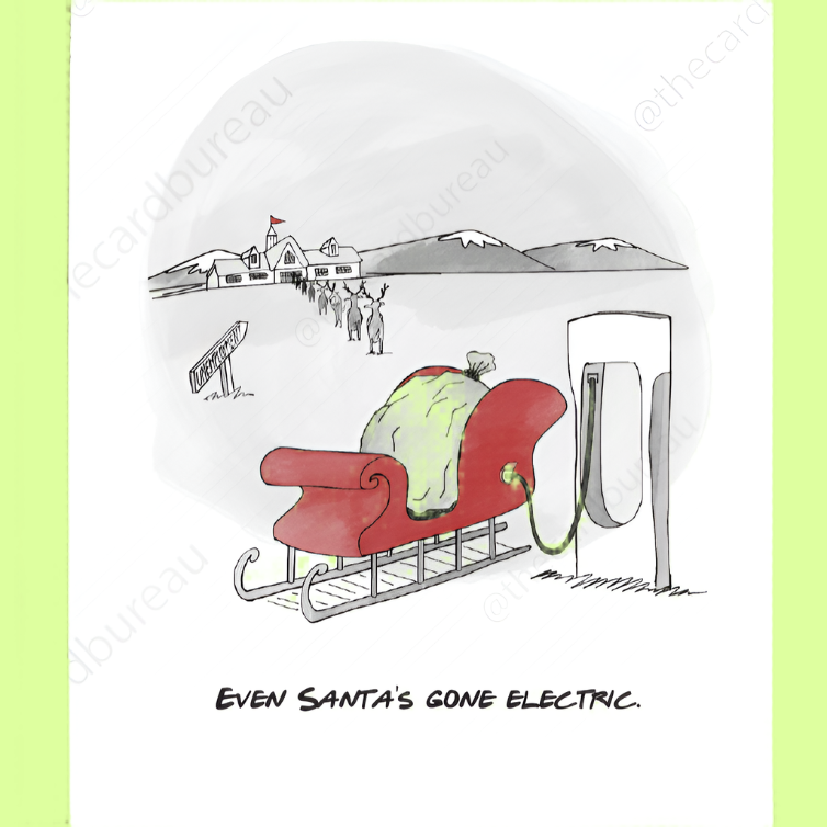 Greeting Card - Electric Sleigh Santa