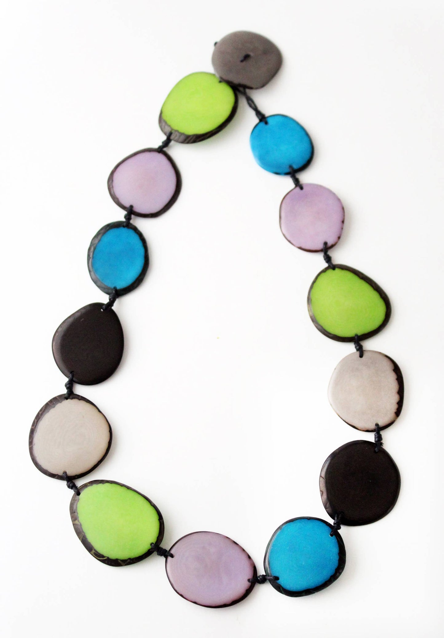 Necklace - Tagua Chips Red/Ivory/Gray