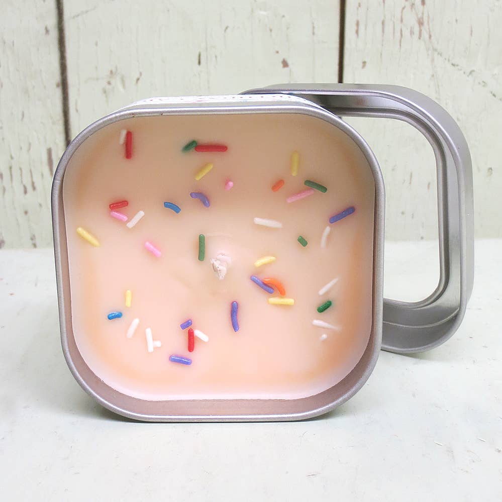 Candle - sq tin Birthday Cake 4oz