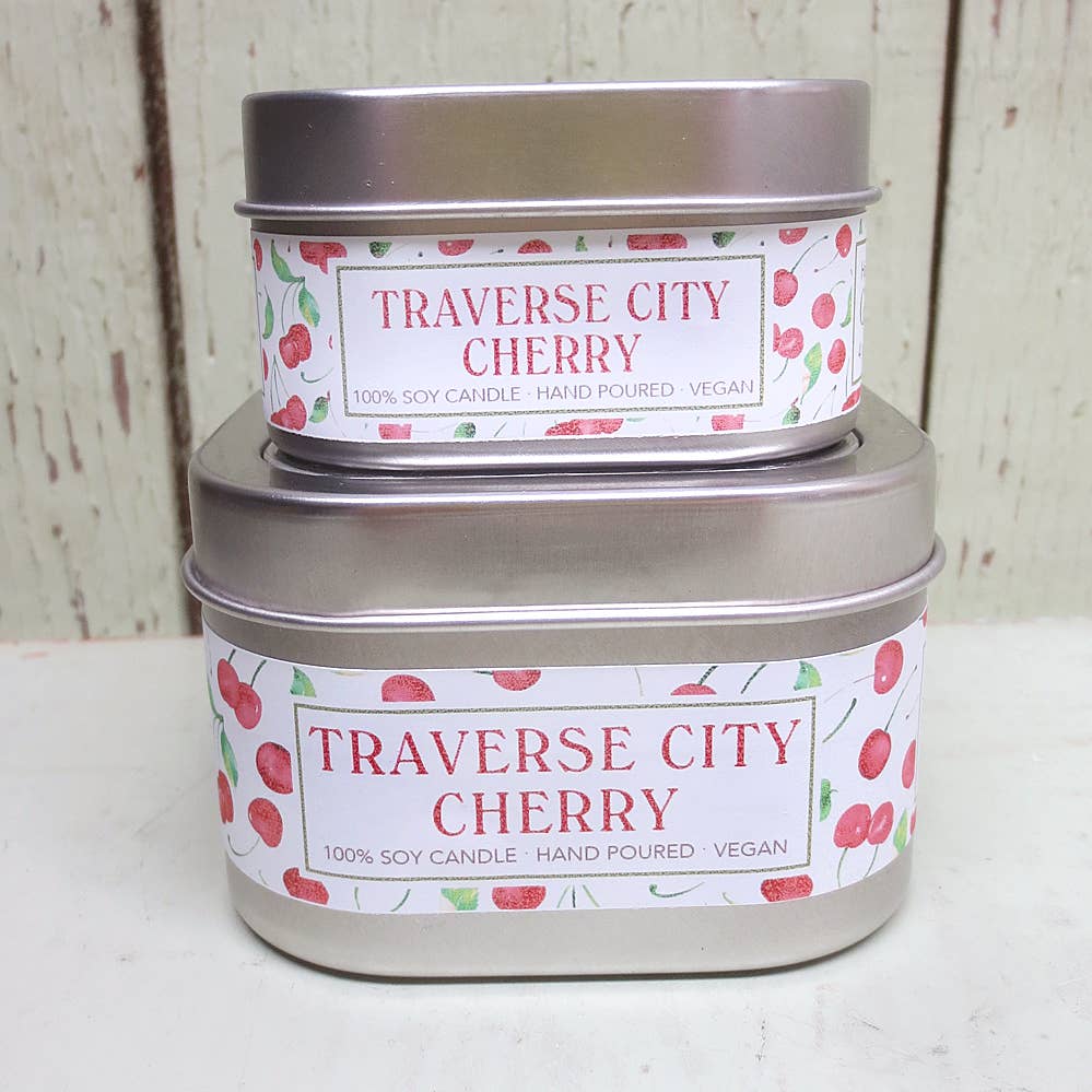 Candle - sq tin Traverse City Cherry 8oz