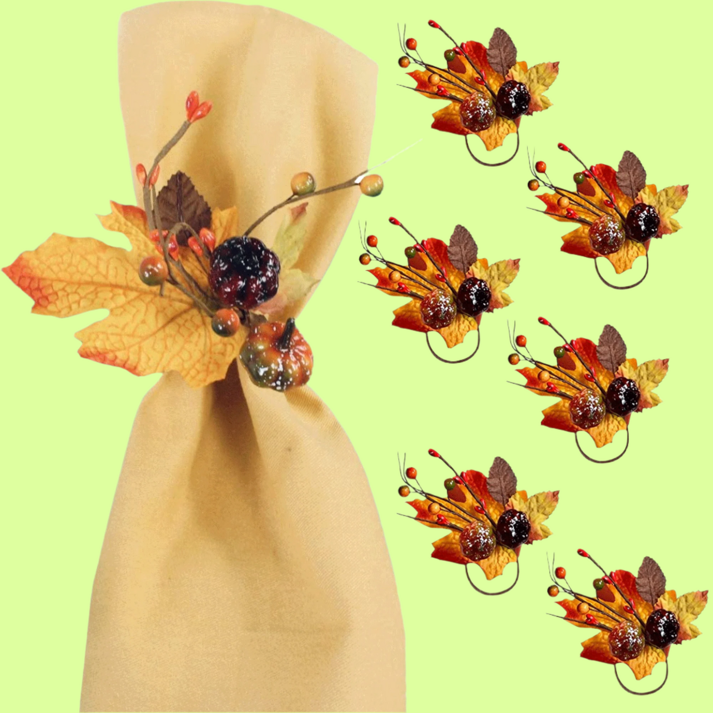 Napkin Rings - Set 6 - Maple Pumpkin