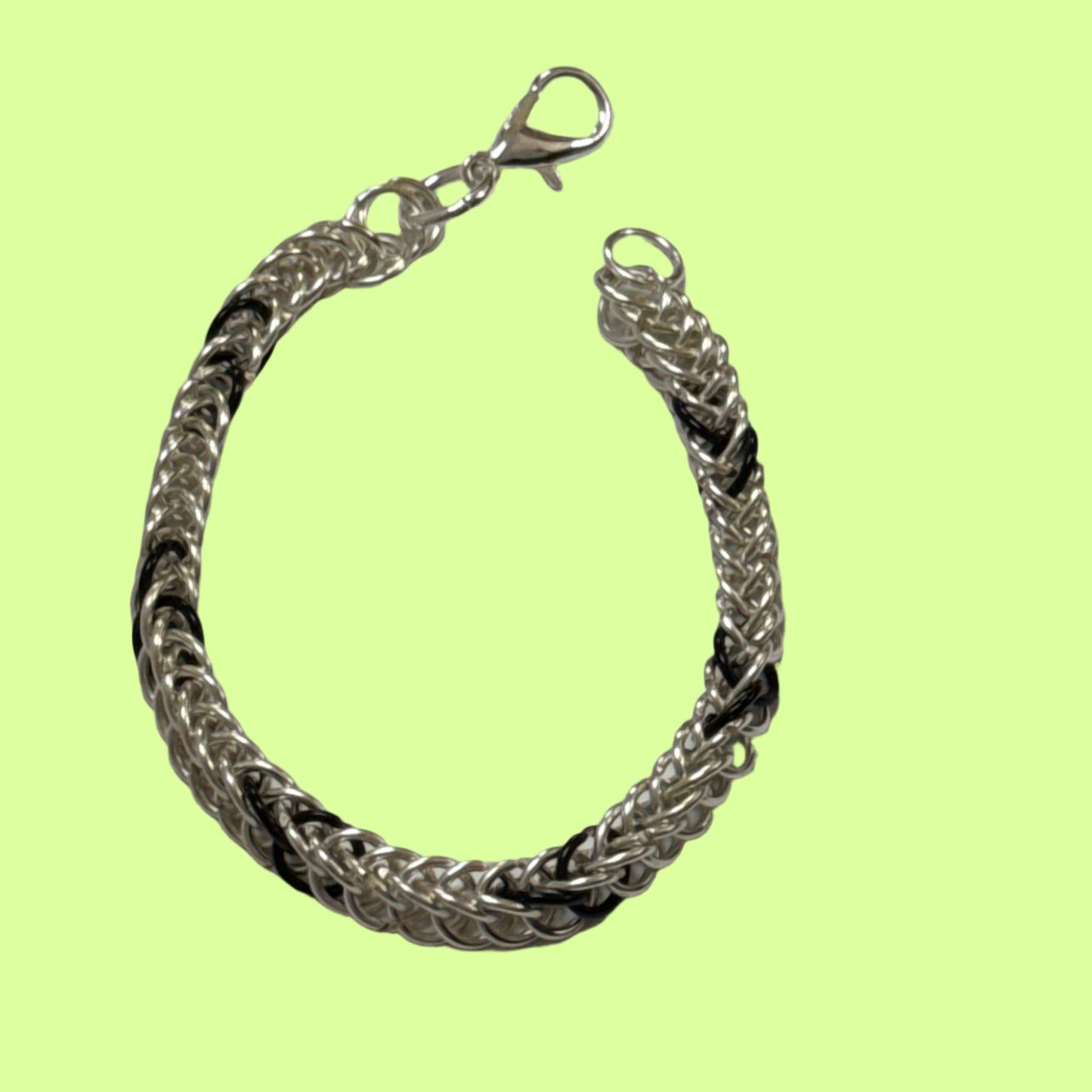 Bracelet - Chainmaille silver w black