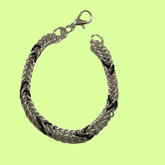Bracelet - Chainmaille silver w black