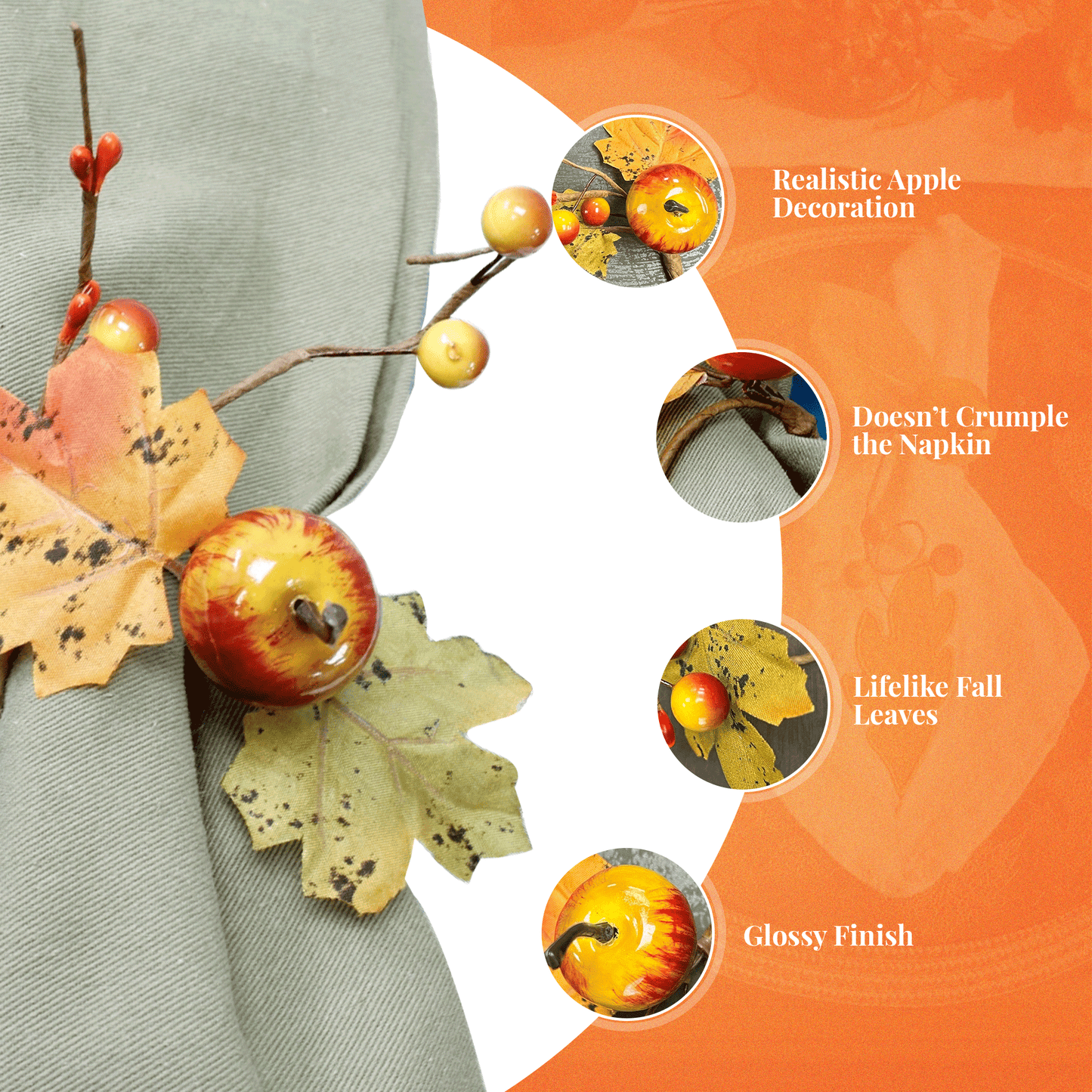 Napin Rings - Set 6 - fall leaves, berries, apples
