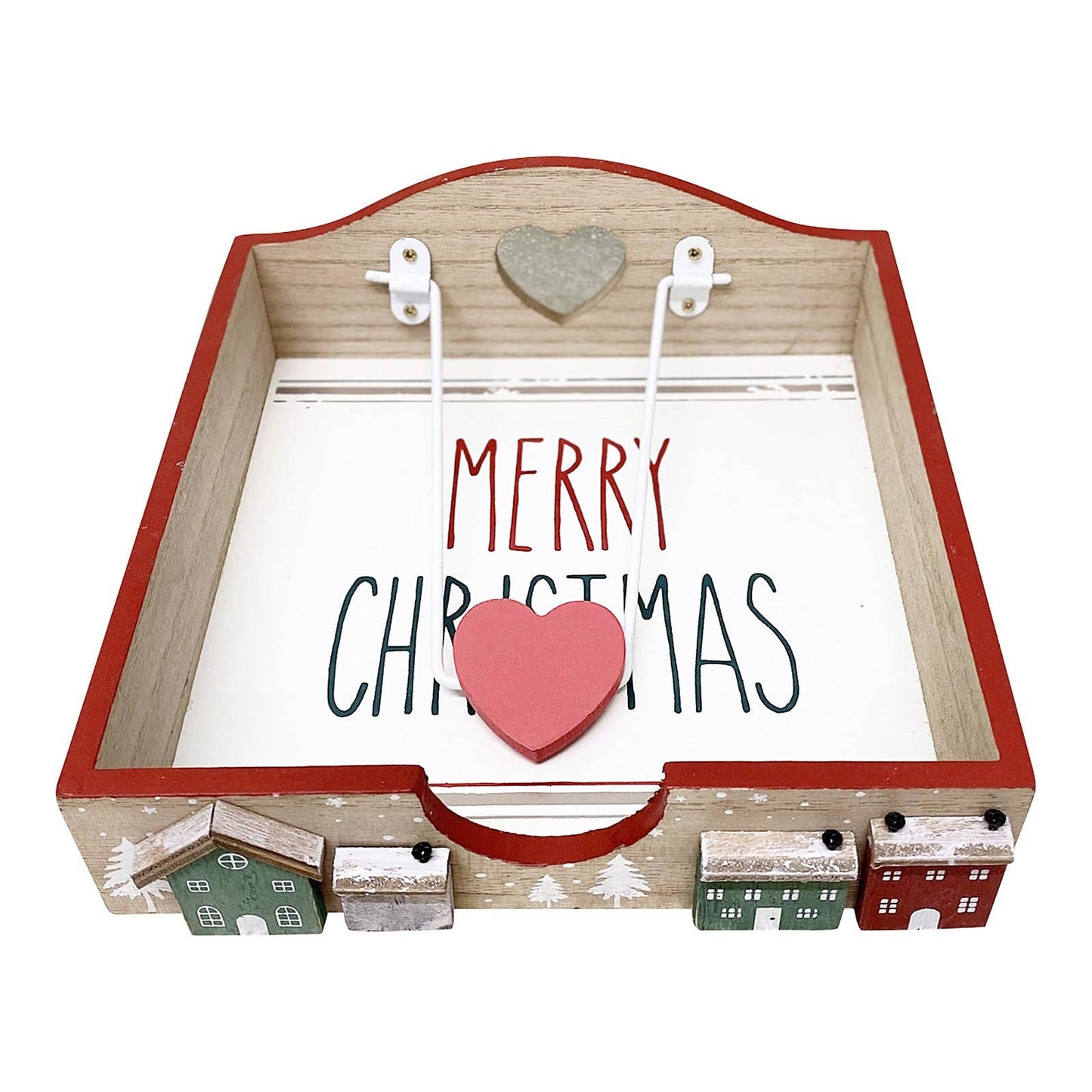 Napkin Holder - Wood w houses