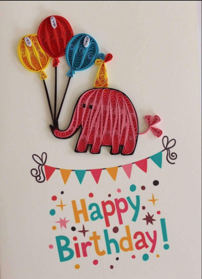 Greeting Card - Quill Happy Birthday Elephant