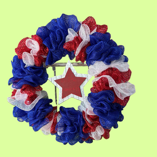 *Wreath - Red/White/Blue w Star by Bear