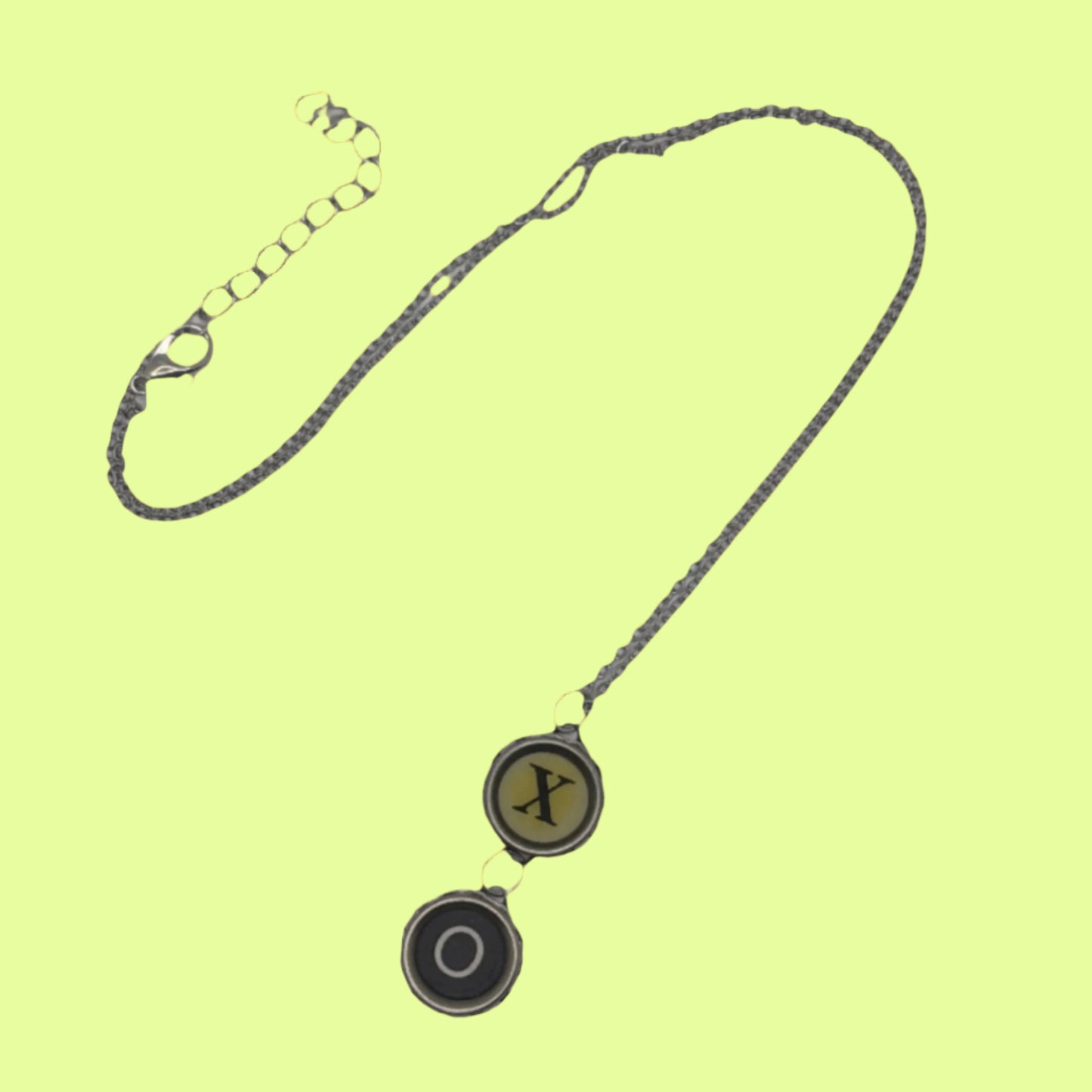 Necklace Pendant - 2 Vintage Typewriter Keys XO