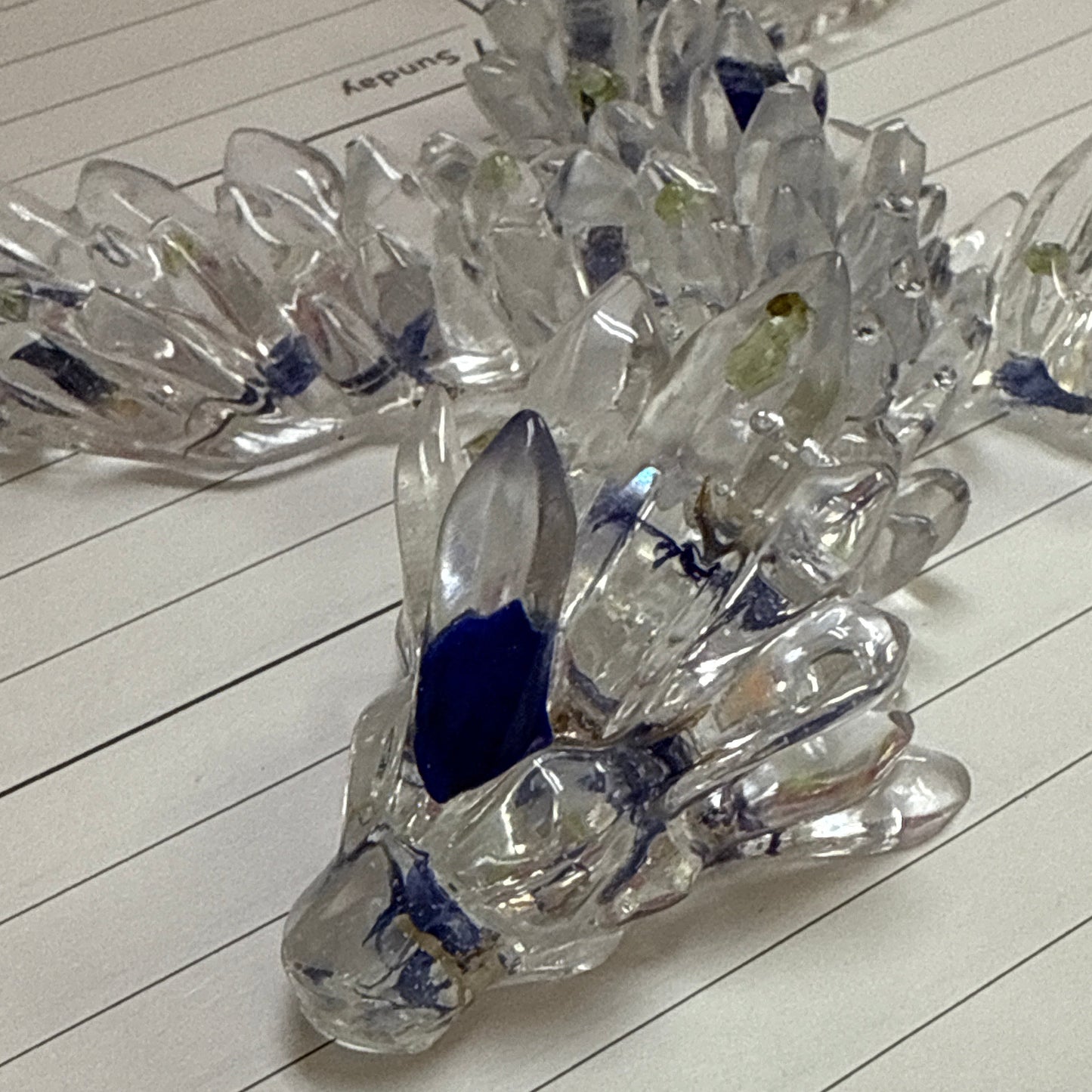 Figurine - Handmade by Erin resin dragon clear/blue