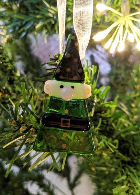 Greeting Card - Holidays Glass Christmas Elf Hanging Decor