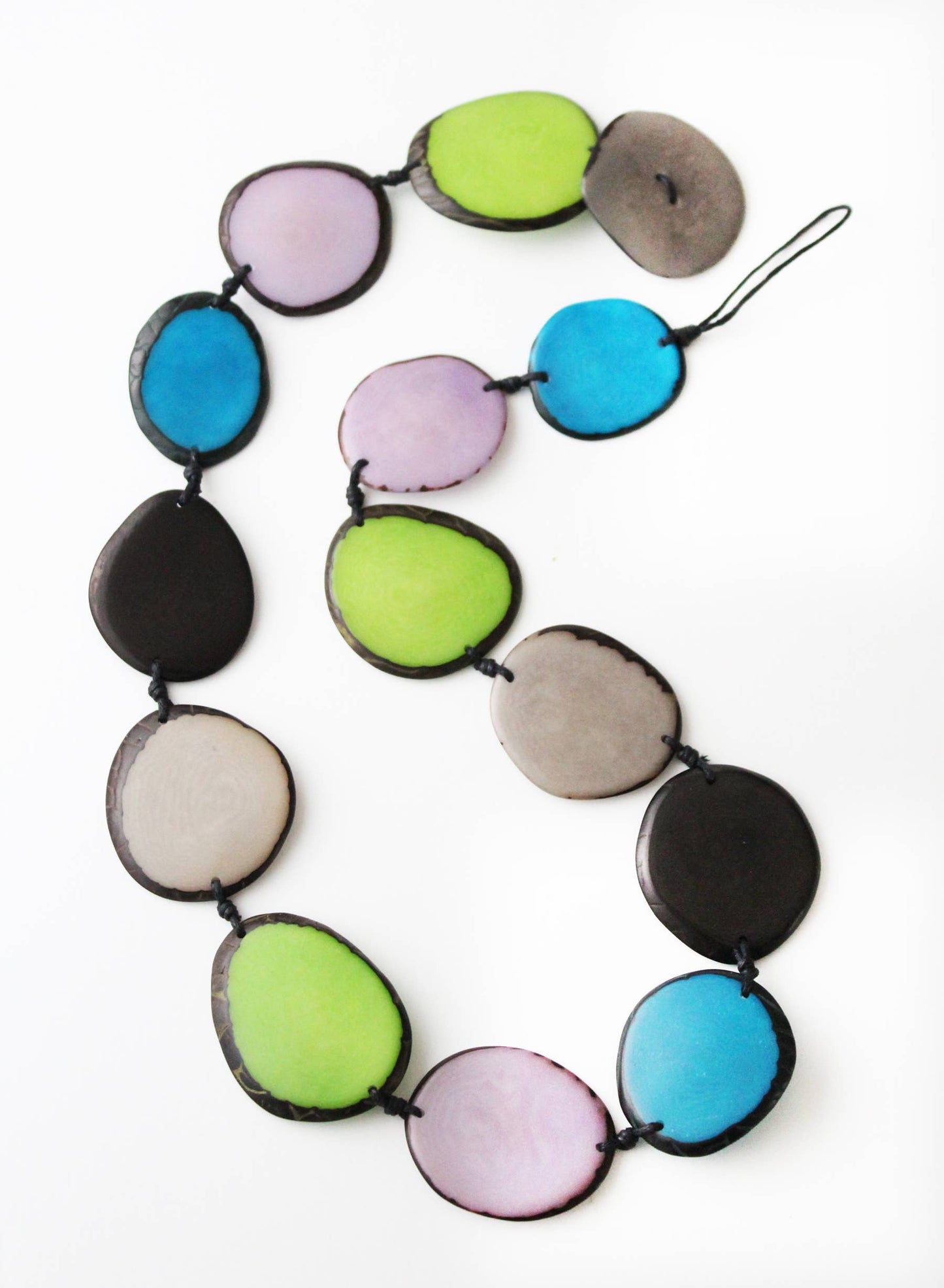 Necklace - Tagua Chips Red/Ivory/Gray