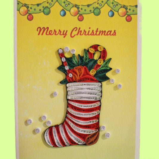 Greeting Card - Quill Christmas Stocking