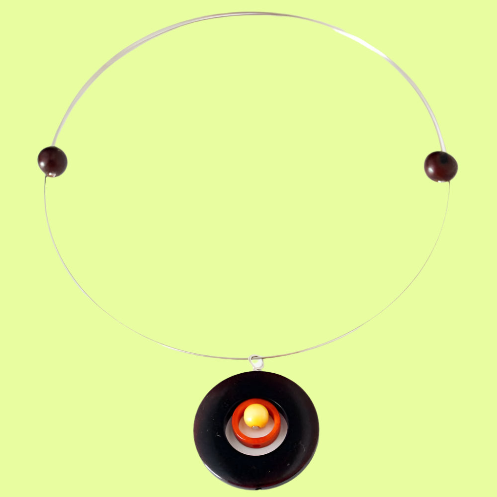 Necklace - Circles Tagua Choker: Brown