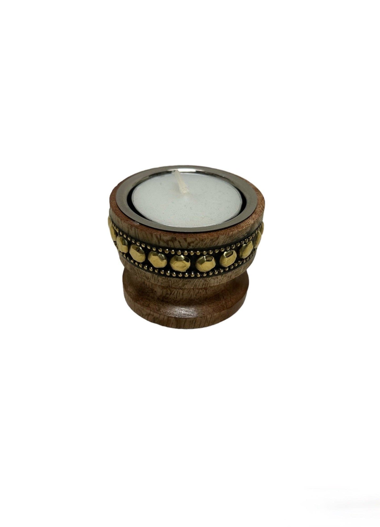 Tealight Cup - Pair Wood Brass