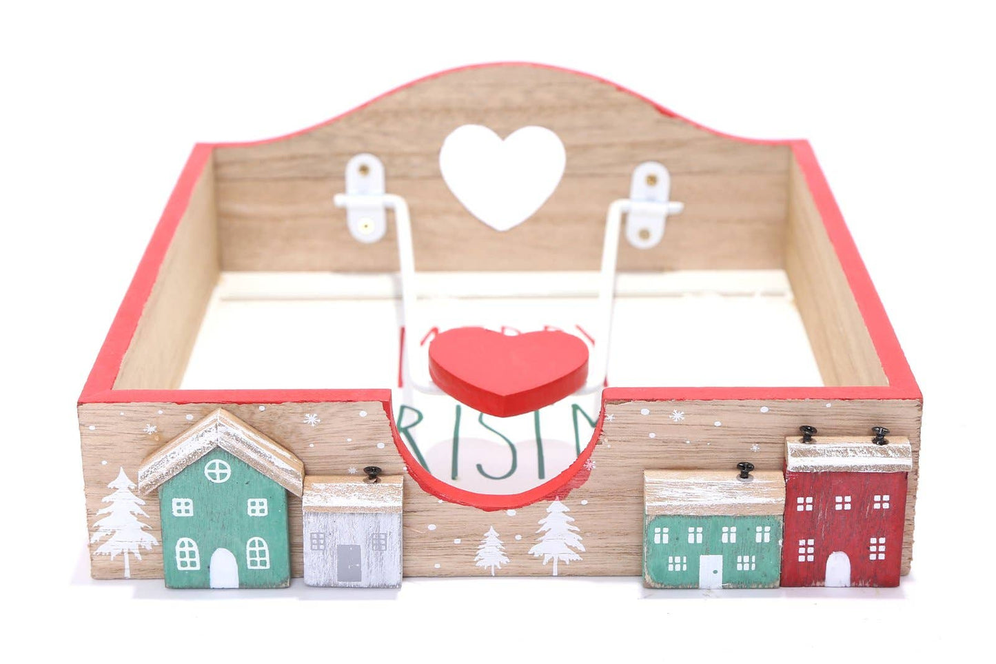 Napkin Holder - Wood w houses