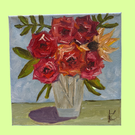 *Art - Oil on canvas - Sunflower Peeking