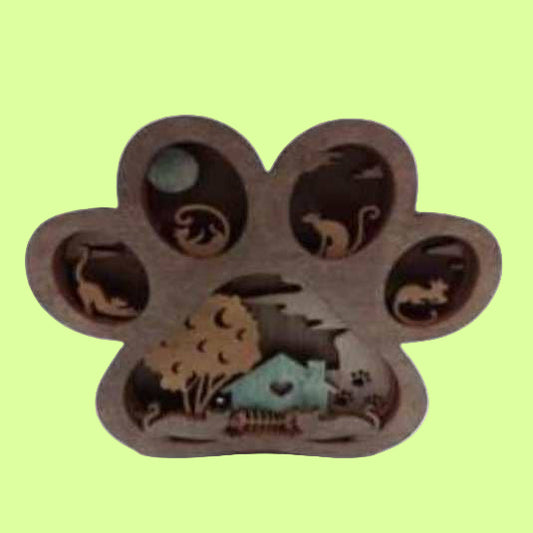 Shelf Sitter - layered birchwood cat paw
